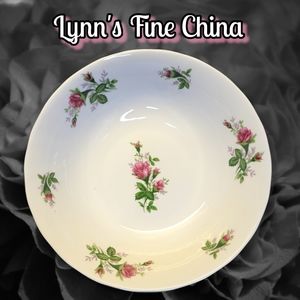 Vtg Serving Vegetable Bowl Platinum Rim Lynn's Fine China Victorian Rose
